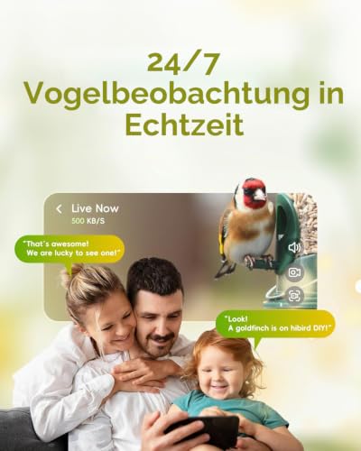 Hibird 4K HD Smart Bird Feeder Kamera, solarbetrieben, 2.4G/5G Dual WiFi, 6X Zeitlupenvideo, KI identifiziert 10.000+ Arten