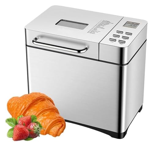 Bread Maker - Dual Heater, 17-in-1 Stainless Steel Bread Maker, Stainless Steel Bread Maker with Automatic Nut Dispenser, 3 Modes Bread Maker, Non-Stick Ceramic Pan and Digital Touch Panel, Gluten Fre