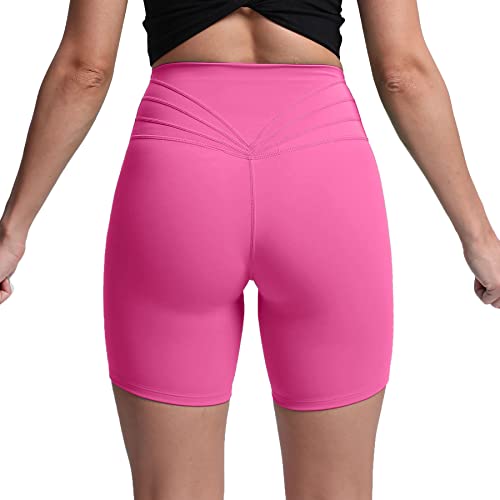 Aoxjox Trinity Workout Biker Shorts For Women Tummy Control High Waisted Exercise Athletic Gym Running Yoga Shorts 6" (Azalea Pink, Medium) #TOP2