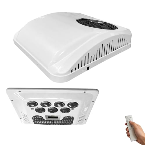 Climatiseur de Toit 12V pour Camping-Cars/Climatiseur 12V pour Camping-Cars, 8800 BTU Chauffage et Refroidissement, Fonctionnement Silencieux, Montage Facile, Convient aux Camping-Cars, Camions