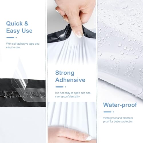 Image of Metronic Poly Mailers 10x13 Inch 500 Pack Shipping Bags for Clothes Bulk,Self Adhesive Shipping Envelopes for Small Business,Waterproof Mailers Poly Bags for Shipping,Packaging Mailing Bags White