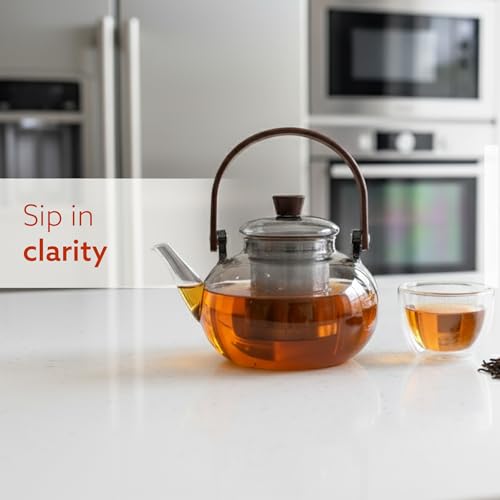 Image of AGARO Adore Borosilicate Glass Kettle 900ml, Heat Resistant, Durable Clear Glass, Stovetop & Microwave Safe, Ideal for Tea, Coffee, Water & Hot Beverages
