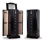 Hives and Honey Florence Jewelry Armoire – Jewelry Storage Organizer with 8 Felt-Lined Drawers, Vanity Mirror, Ring Rolls, Tangle-Free Necklace Hooks, Locking Lid