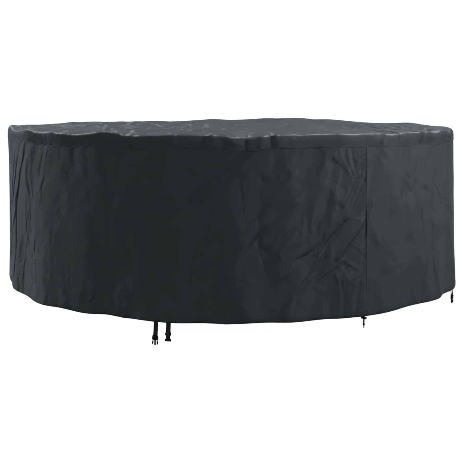 Knerpwd 600D Oxford Fabric Black Round Waterproof Furniture Cover 244 X 244 X 71 Cm With Snap Closure And Carrier Bag
