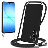 Knrlqim Cover per Samsung Galaxy A17 4G / 5G con Cordino Custodia con Laccio Collana Tracolla Collo Corda Regolabile Liquido Silicone Antiurto AntiGraffio Protettiva Case per Samsung A17 6,7",Nero