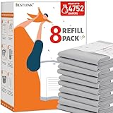 8 Pack Refills Compatible with DEKOR CLASSIC Diaper Pails | 20% Extra Length Diaper Pail Refill Bags Liners Holds 4752 Diapers | Ultimate Odor Control with Baby Scented