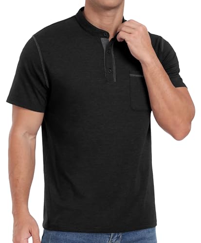 Image of Sailwind Mens Henley Shirts Short Sleeve Summer Casual Classic Cotton T Shirts Pocket Button Shirt