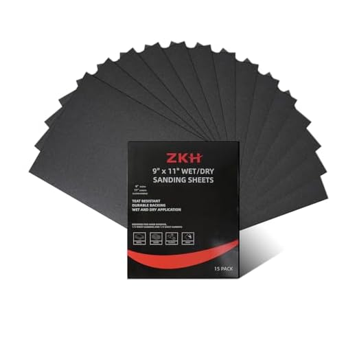 ZKH Sand Paper, 100 Grit Sandpaper Sheets, 15 Packs of 9'' x 11'' Wet Sanding Paper for Wood Furniture, Metal, Plastic, Paint