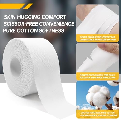 Image of Athletic Tape for Ankle, Wrist & Joint Protection, Easy-tear Breathable Soft Cotton Best Adhesive Medical Tape for Athletes & Trainers (Blue, 2.5 cm * 13.7 m)