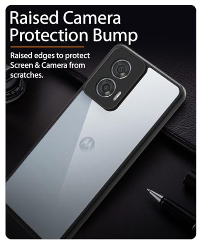Image of WOW IMAGINE Shockproof Hybrid Back Cover for Motorola Moto Edge 50 Fusion 5G | Moto G96 5G | Hard Slim fit Back Case | PC & TPU | Clear Transparent Case - Black