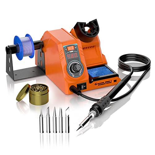 Soldering Station, LED Digital Soldering Iron Station for Soldering, 926 Solder Station with 60W Solder Iron, 5 Iron Tips, Solder Wire, Rosin Flux, ℃/℉ Conversion, 10-Min Auto Sleep(194℉~896℉)
