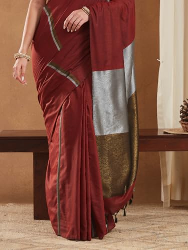 Image of Women's Banarasi Silk With Jacquard Print Saree With Blouse