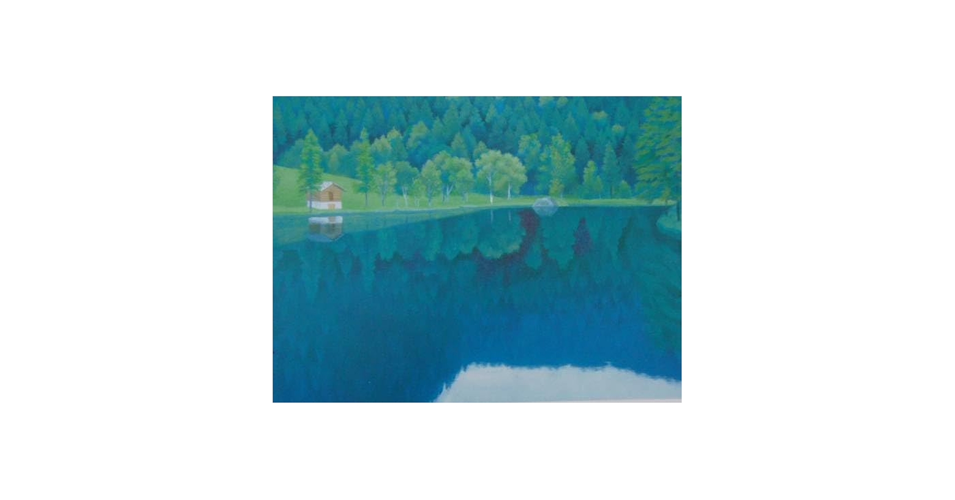油彩：（仮題）『【青森】浅虫 湯の島』（T.umeyama 作。額装） Yahoo!オークション - 503233 油彩 青木四郎 作 仮題「風景