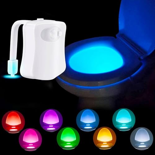 The Original Lightbowl Toilet Night Light PIR Motion Activated Toilet Bowl Light Sensor LED Washroom Light Inside Toliet 16 Colours Changing Battery Operated Motion Sensor for Bathroom