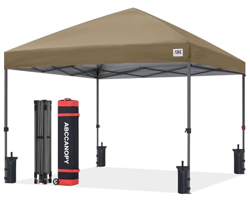 ABCCANOPY 10x10 Pop Up Canopy Tent, Heavy Duty Weather Protection, Khaki