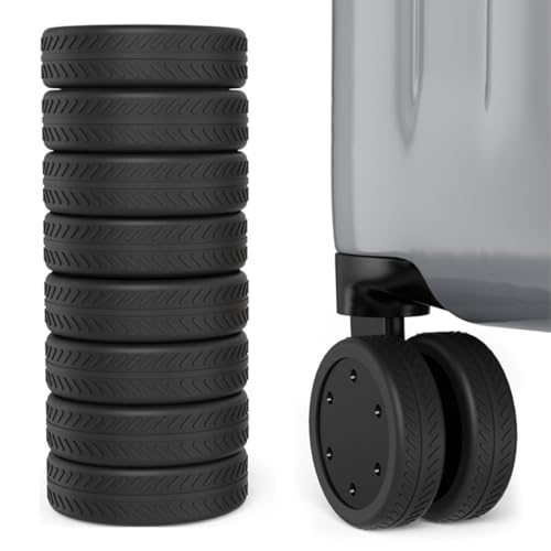 GXGM 8 Piezas Ruedas para Maletas de Viaje, Fundas para Ruedas de Equipaje, Fundas para Ruedas de Equipaje de Silicona, Antideslizantes con Cancelación de Ruido(Negro)