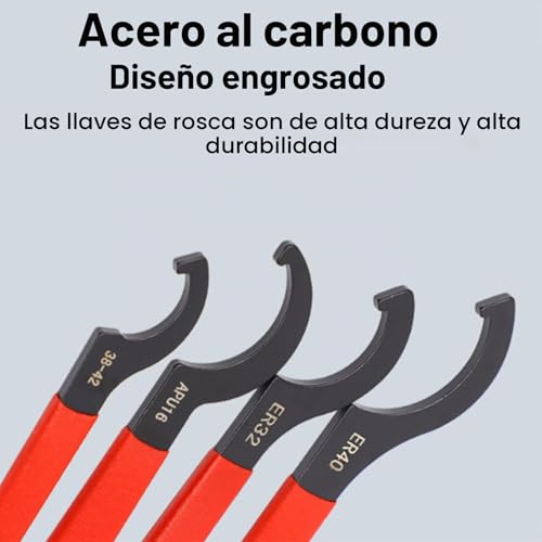 Miniatura 7 de Finkow Llave De Rosca De 4 Piezas, Llave De Gancho, Herramienta De Llave De Gancho, Llave De Suspensión Roscada, Llave De Gancho Con Nariz, Herramienta De Desmontaje De Reparaciones