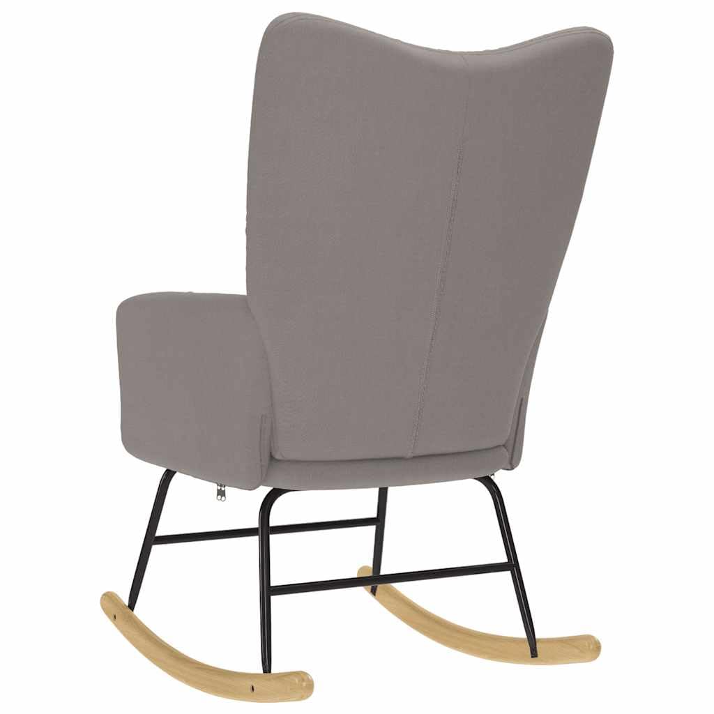 Mecedora de Tela Gris Taupe con Estructura de Madera y Metal