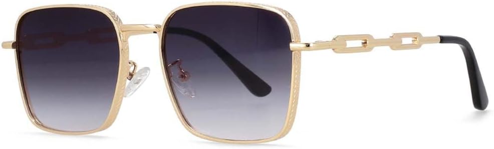 Rectangle Sunglasses for Men Chain Leg Men's and Women's Metal Sunglasses Uv400