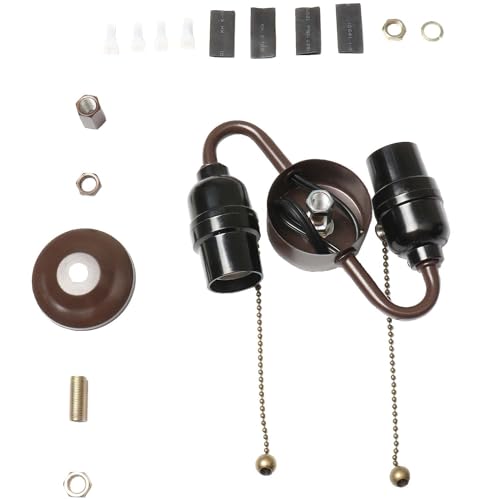 Bieye SC01 E26 Light Socket Cluster with Pull Chain Switch and Electrical Wiring Accessories (2-Light, Brown) by Bieye - Used condition - US$20.82