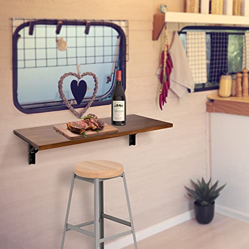 Chesna’s Solid Wood Wall Mounted Folding Desks: A Sturdy, Rustic, Elegant Floating Table For Small Spaces For Use As A Computer Desk, Home Office Desk, Kitchen Counter, Dining Table, Laundry Shelf #TOP5