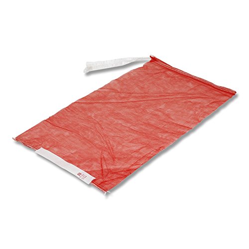 シモジマ ヘイコー 野菜ネット PEメリヤスネット10kg 赤 ラベル無 取っ手/プラマーク付 25枚入