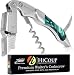 Waiters Corkscrew by HiCoup - Professional Stainless Steel with Jade Resin Inlay All-in-one Corkscrew, Bottle Opener and Foil Cutter, The Favoured Wine Opener of Sommeliers, Waiters and Bartenders