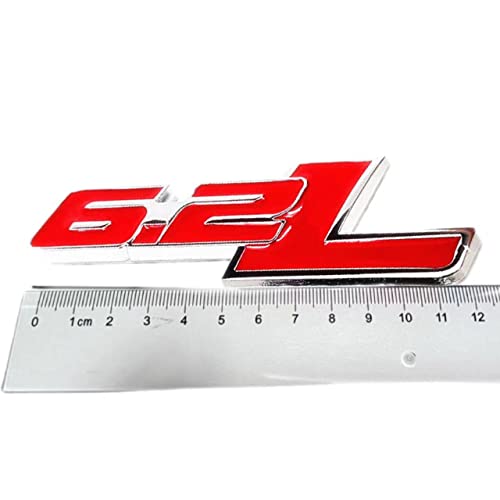 Image of Zinc Alloy Chrome 6.2L Emblem Badge 3D Engine Trunk Door Fender Bumper Auto Sticker Decal for 2 X (Silver)