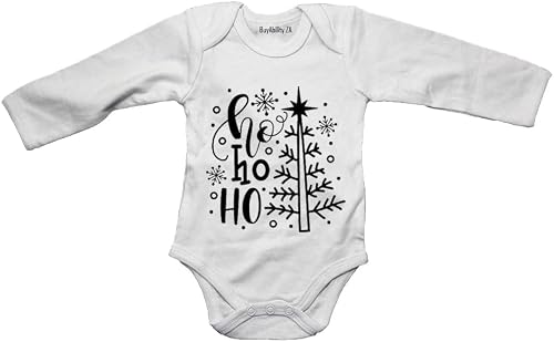 Ho Ho Ho - Christmas TREE - Baby Grow 3-6 months White Long Sleeve