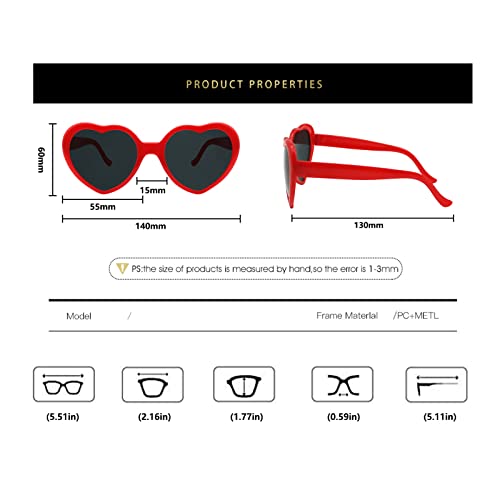 Heart Shaped Sunglasses for Women,Trendy Cute Heart Glasses Retro Taylor Sun Glasses Cupid UV4004