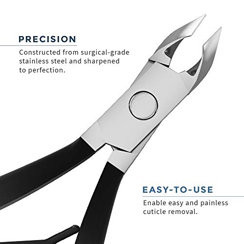 Cuticle Trimmer with Cuticle Pusher - Andlane Professional Stainless Steel Cuticle Nippers, Remover, Clipper and Cutter - Pedicure and Manicure Tools for Fingernails and Toenails - Thumbnail 2