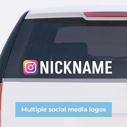 Custom Social Media Decal for Car - Custom Social Media Stickers - Personalized Username Decals for Cars Windows Laptops - SocialMedia Username Sticker