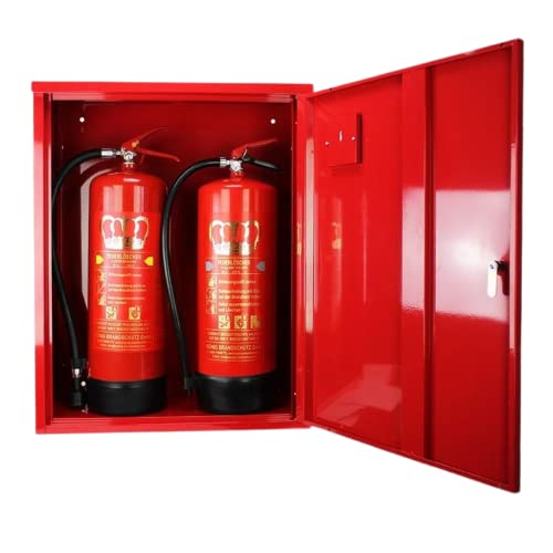 Feuerlöscher Schutzschrank für 2 Feuerlöscher a 6-12 kg | Aufbewahrungsschutz | Robust und langlebig | Abschließbar | Sicherer Aufbau in Rot