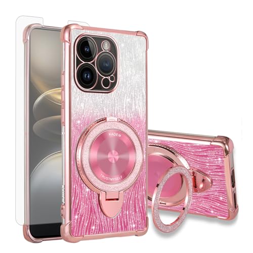 Coque iPhone 14 Pro magnétique transparente pailletée rigide avec verre trempé