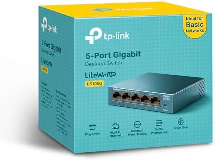 Bild 5 - TP-Link LS105G 5-Ports Gigabit Netzwerk Switch (5 RJ-45 LAN Ports, Robustes Metallgehäuse, 802.1P/DSCP QoS, Plug-and-Play, lüfterlos) blau metallic
