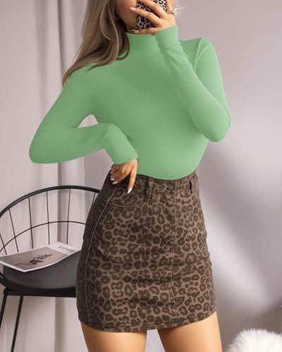Image of Mangopop Women' Long Sleeve Ribbed Bodysuit Jumpsuits