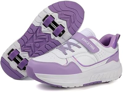 Mateju Rolschaatsen voor meisjes en jongens, met 4 afneembare wielen, skateboardschoenen, glanzend, veelzijdig inzetbaar, outdoorsportschoenen, uniseks, kinderen van 29 - 40 EU, Zwart Rood, 35 EU