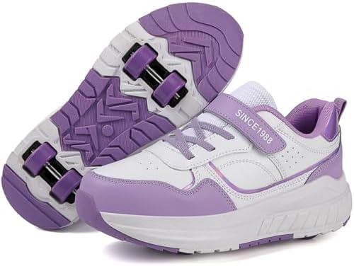 WOWEI Schoenen met wieltjes voor jongens en meisjes, skateschoenen, sportschoenen, multifunctionele 2-in-1 sneakers met wieltjes voor kinderen en volwassenen, voor buiten, Bzx Ck9, 27 EU