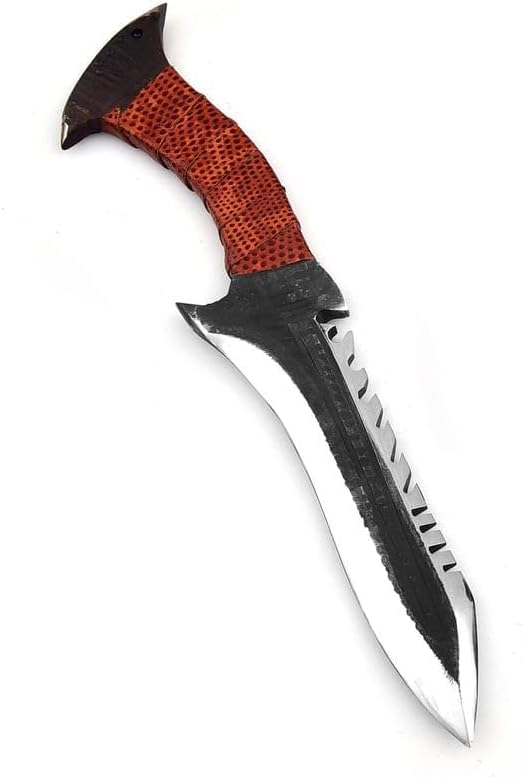Custom Handmade Carbon Steel Hunting Bowie Knife with Leather Handle, Fixed Blade Design, Premium Leather Sheath Included