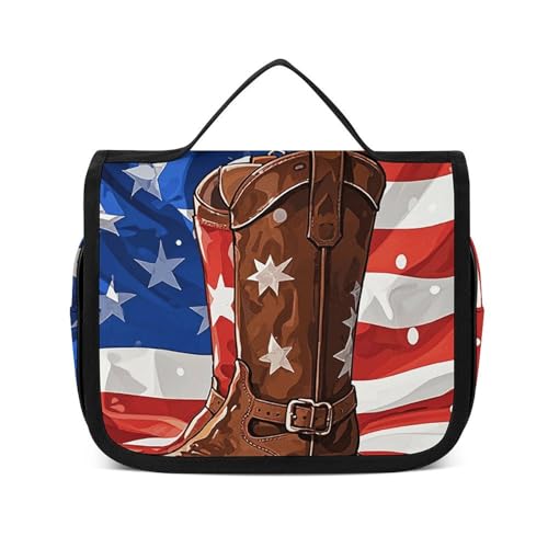 Trousse de toilette à suspendre pour homme et femme motif cowboy blanc