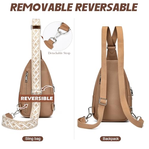 Image of MYHOZEE Small Diaper Bag Crossbody Sling Purse for Women - 2 in 1 Leather Backpack with 2 Straps for Short Trips Work Daily | Mini diaper bag