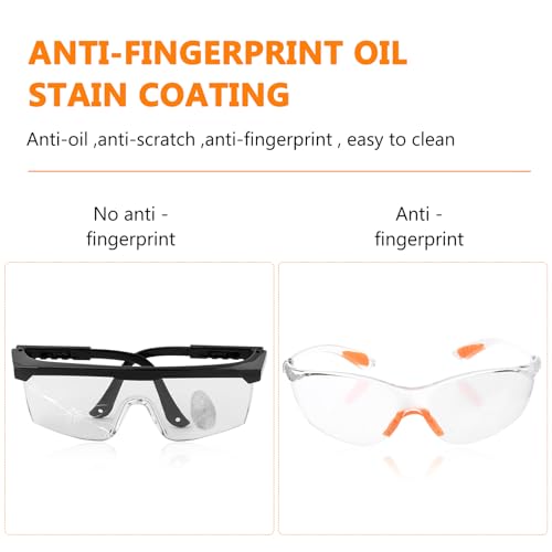 BieMian 10 Stück Schutzbrille Arbeitsschutzbrillen, Transparent Sicherheitsbrillen Arbeitsschutzbrille mit Gummieinsatz Augenschutzbrille für Schießsport Herren Damen (Orange)