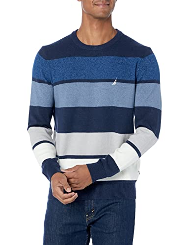 Nautica Men's Sustainably Crafted Striped Crewneck Sweatshirt, Navy, L #TOP7