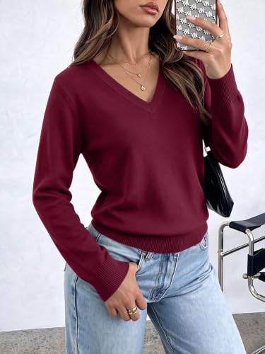 Burgundy Sweater for Women Business Casual Pullover Sweaters Fall Clothes S - image 4