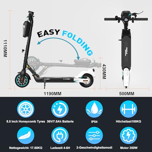 E-Scooter MEGA MOTION E Scooter mit Straßenzulassung, ABE