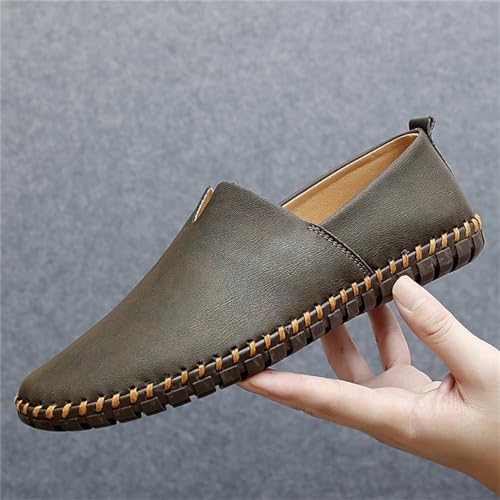 Men Leather Handmade Loafer Shoes Slip On Soft Fashion Round Toe Flats Non-Slip Walking Driving Shoes for Men3
