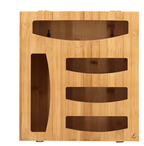 Emeril Lagasse Bamboo Bag Storage Organizer – 5-Compartment Food Storage Bag Holder for Kitchen Drawers & Countertops – Durable Bamboo, Universal Fit for Slider & Zipper Bags - image 3