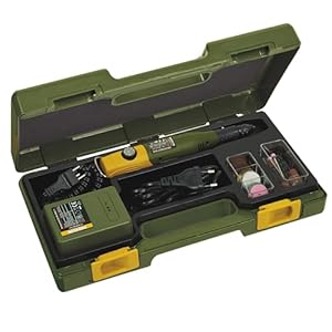 Proxxon MICROMOT 60/EF (lengte 220 mm, gewicht 230 g, vermogen 40 W, spanning 12-18 V, incl. voeding en 43 inzetgereedschappen, handboor, slijpapparaat, freesapparaat) 28514