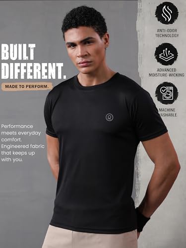 Image of CHKOKKO Gym T Shirts for Men Workout Activewear Solid Quick Dry Sports Tshirt for man Breathable Lightweight Half Sleeve Regular Fit Round Neck Running Boys T Shirt