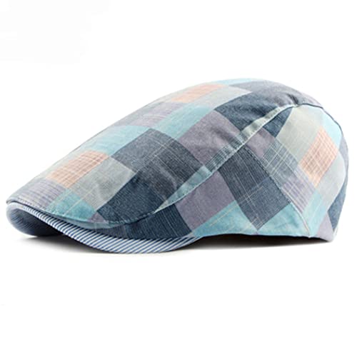 Colorful Grid Beret Hats For Men Women Spring Summer Flat Cap Retro Plaid Berets Femme Adjustable Unisex Newsboy Hat #TOP10
